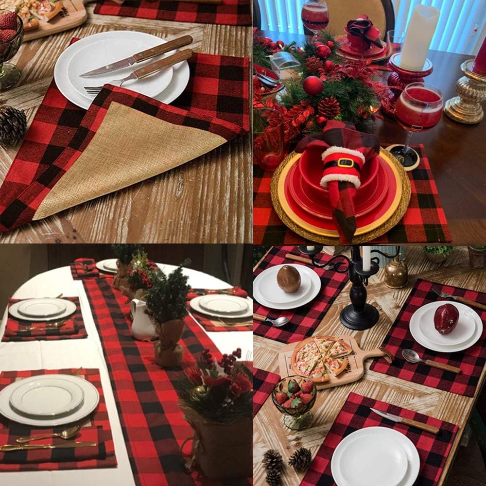 Top Brands CHICHIC Set of 4 Christmas Placemats for Dining Table, Water-Resistant Place Mats, Fall Buffalo Plaid Check Table Mats, Reversible Cotton & Burlap for Holiday Table Decoration, Red Black Buffalo Plaid Amazon Crazy π₯ Deals CHICHIC Set of 4 Christmas Placemats for Dining Table, Water-Resistant Place Mats, Fall Buffalo Plaid Check Table Mats, Reversible Cotton & Burlap for Holiday Table Decoration, Red Black Buffalo Plaid