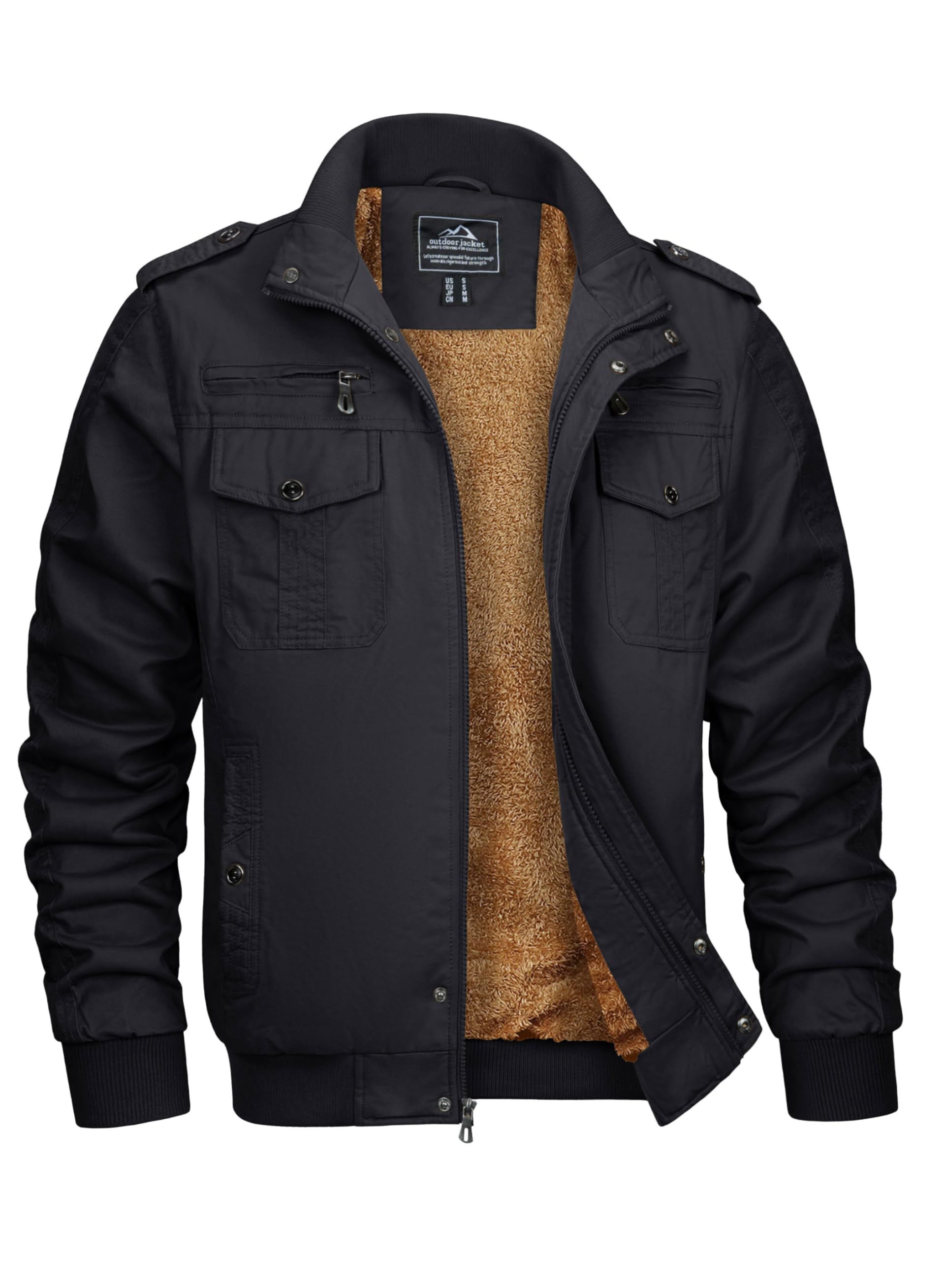 MAGCOMSEN Winter Jackets For Men Fleece Lined Coat Cotton Thermal Jacket Trucker Field Hiking Jackets Canvas Work Jacket