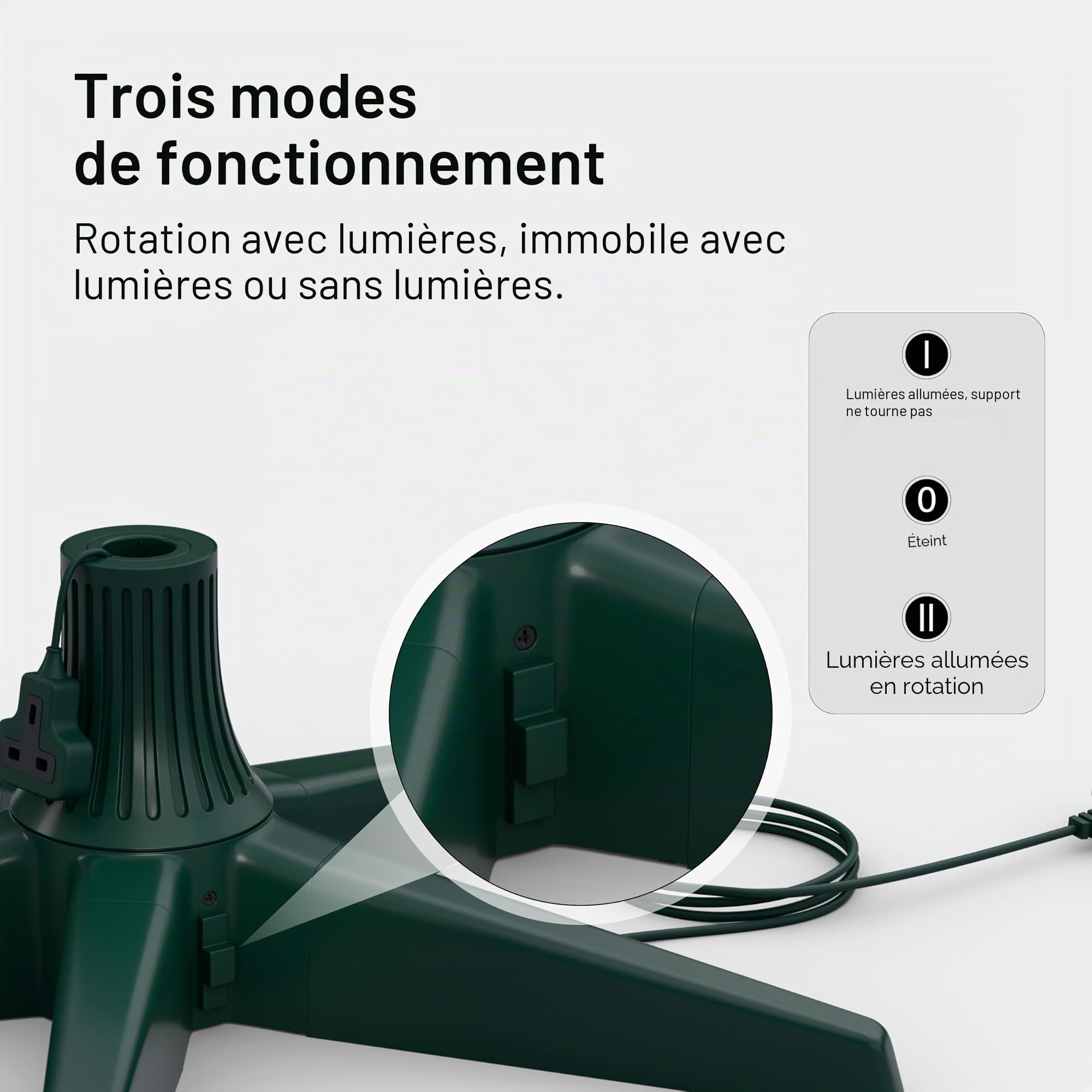 Support de sapin de Noël artificiel rotatif à 360°, support rotatif réglable pour sapin de Noël artificiel rotatif pour décoration de maison, festival, jusqu'à 2,4 m et 35 kg