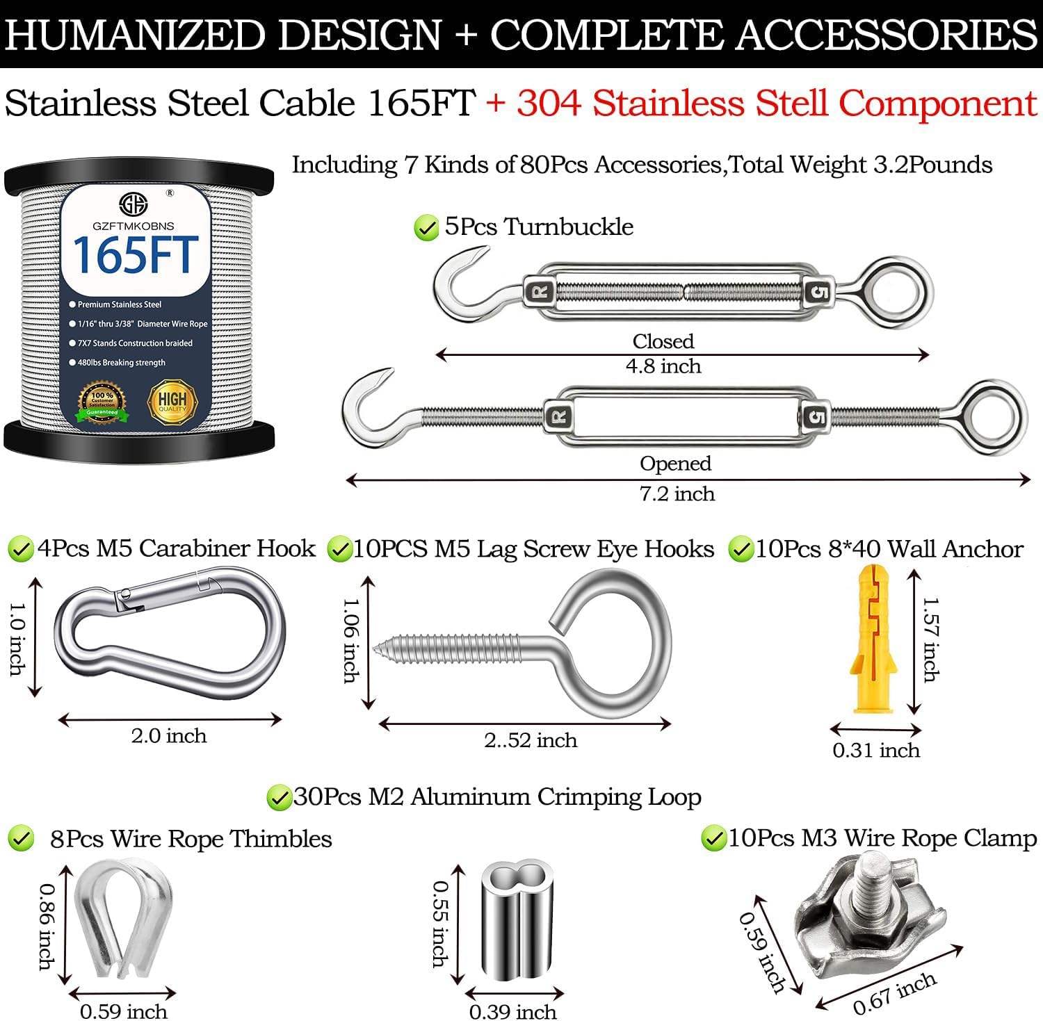 78PCS Cable Acier 2MM,50M Cable Inox,304 Cable Acier Inoxydable,M5 Tendeur Cable Inox pour Cable Plante Grimpante Exterieur,kit Palissage Plantes Grimpantes