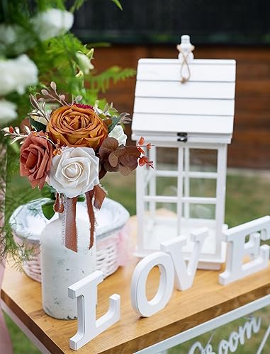 Miniatura 5 de CherishedMoments Juego de 6 centros de mesa de flores surtidas, mini flores florales para decoración de mesa de boda de otoño, ramos de naranja