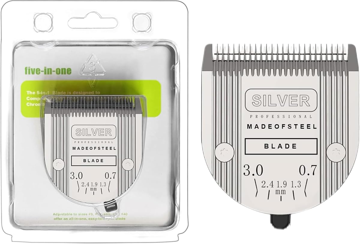 5 in 1 Replacement Blade Compatible with WAHL Bravura Chromado Creativa | 1 Pc Silver Dog Replacement Heads Compatible with Wahl Bravura Clipper .Chromado，Creativa，Figura Clippers for Dogs Grooming