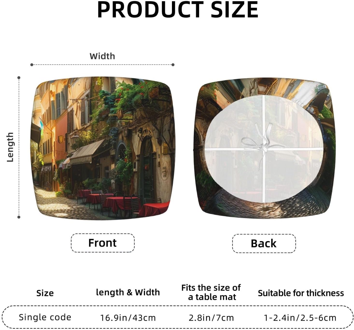 Italian Old Street Print Square Cushion Covers 6 Pcs Set Elastic Non-Slip Seat Cushion Slipcovers Pet Furniture Protectors for Chair, Sofa