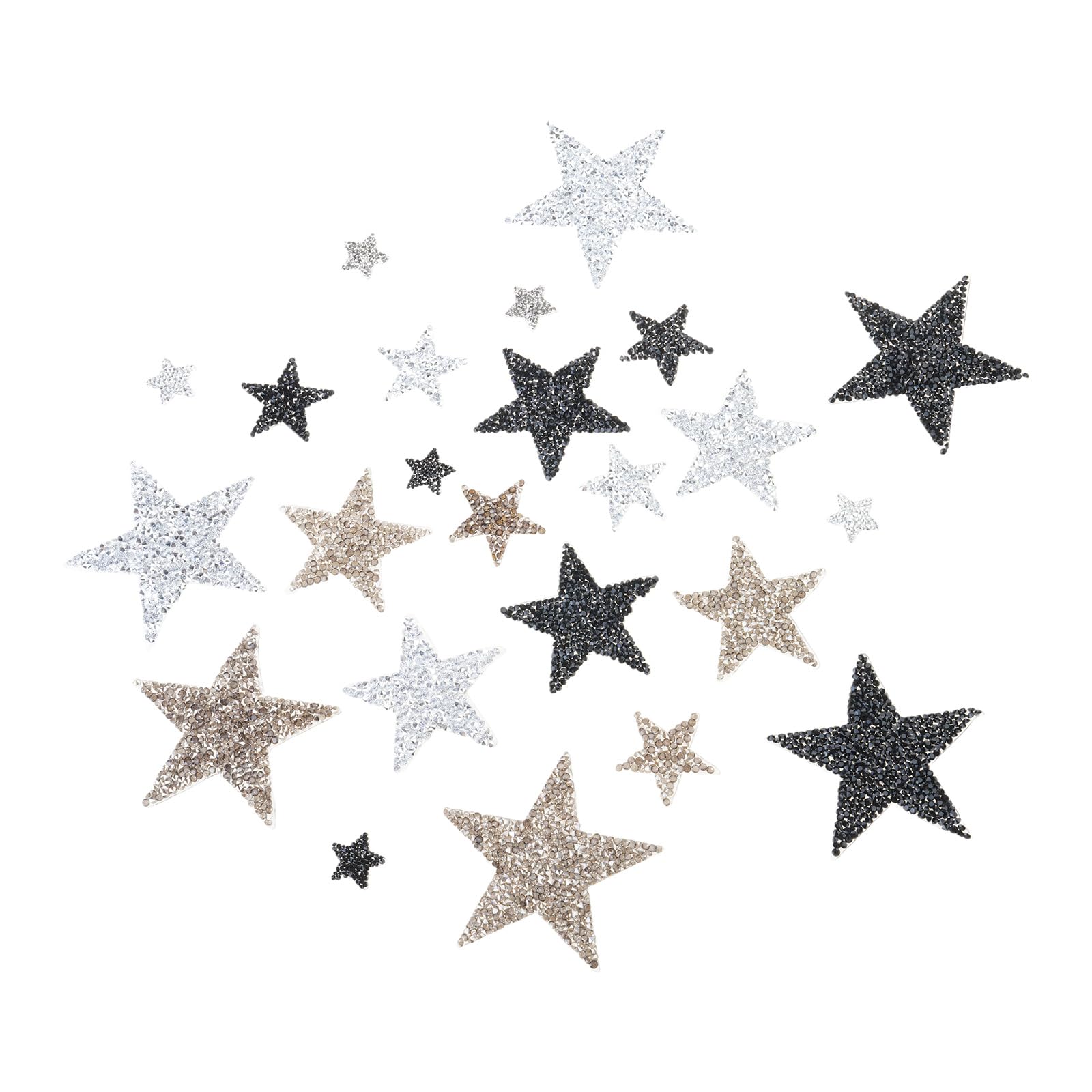 carotoe 24Pcs Rhinestones Star Iron on Patches Rhinestones Patches Appliques Clothing Repair Decoration for Jeans Fabric Resin Adhesive Star