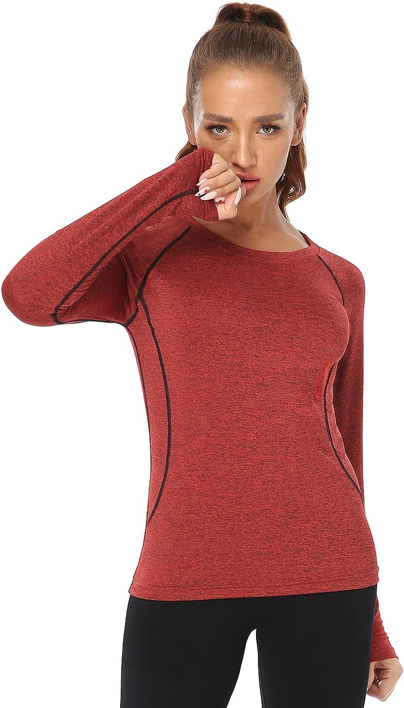 3-4 Pack Dry Fit Long Sleeve Tshirt for Women Moisture Wicking Long Sleeve Tee Outdoor Compression Running Workout Tops