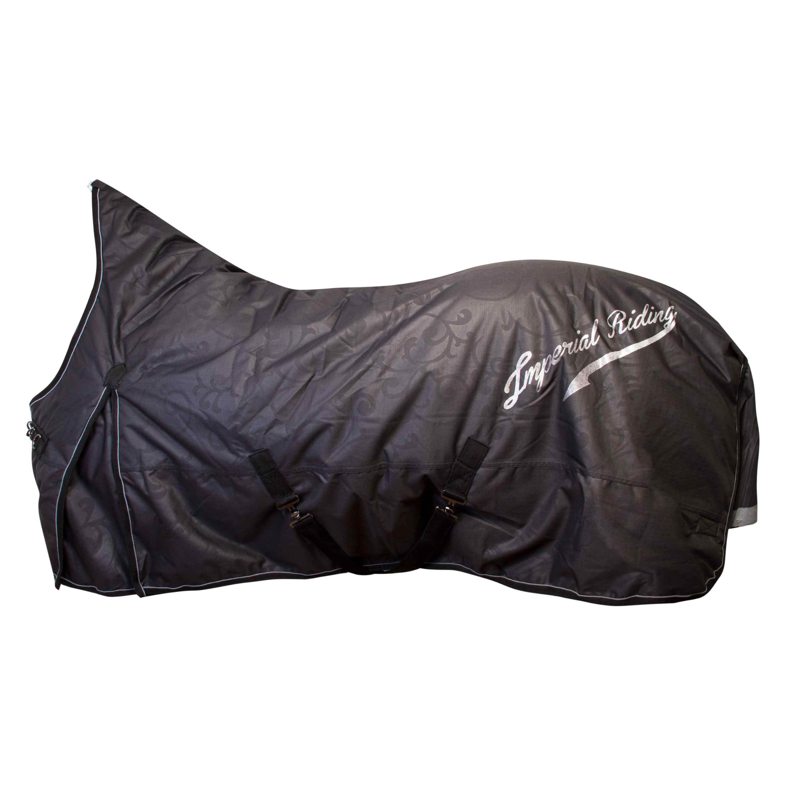 Imperial Riding IRH Super-Dry Outdoor Blanket, 300 g, Waterproof & Breathable, 600D Polyester, 300 g Filling, Warm Winter Blanket for Horses, Robust & Easy Care, Black, 125