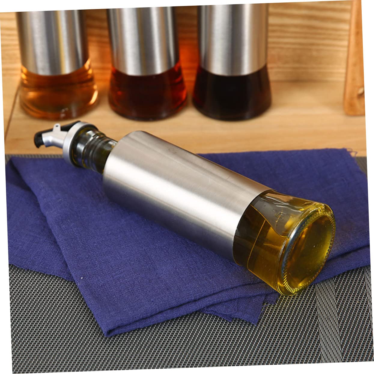 SOLUSTRE Botellas para Condimentos de Acero Inoxidable Dispensador de Aceite para Cocina Recipiente para Vinagre para Uso la Cocina
