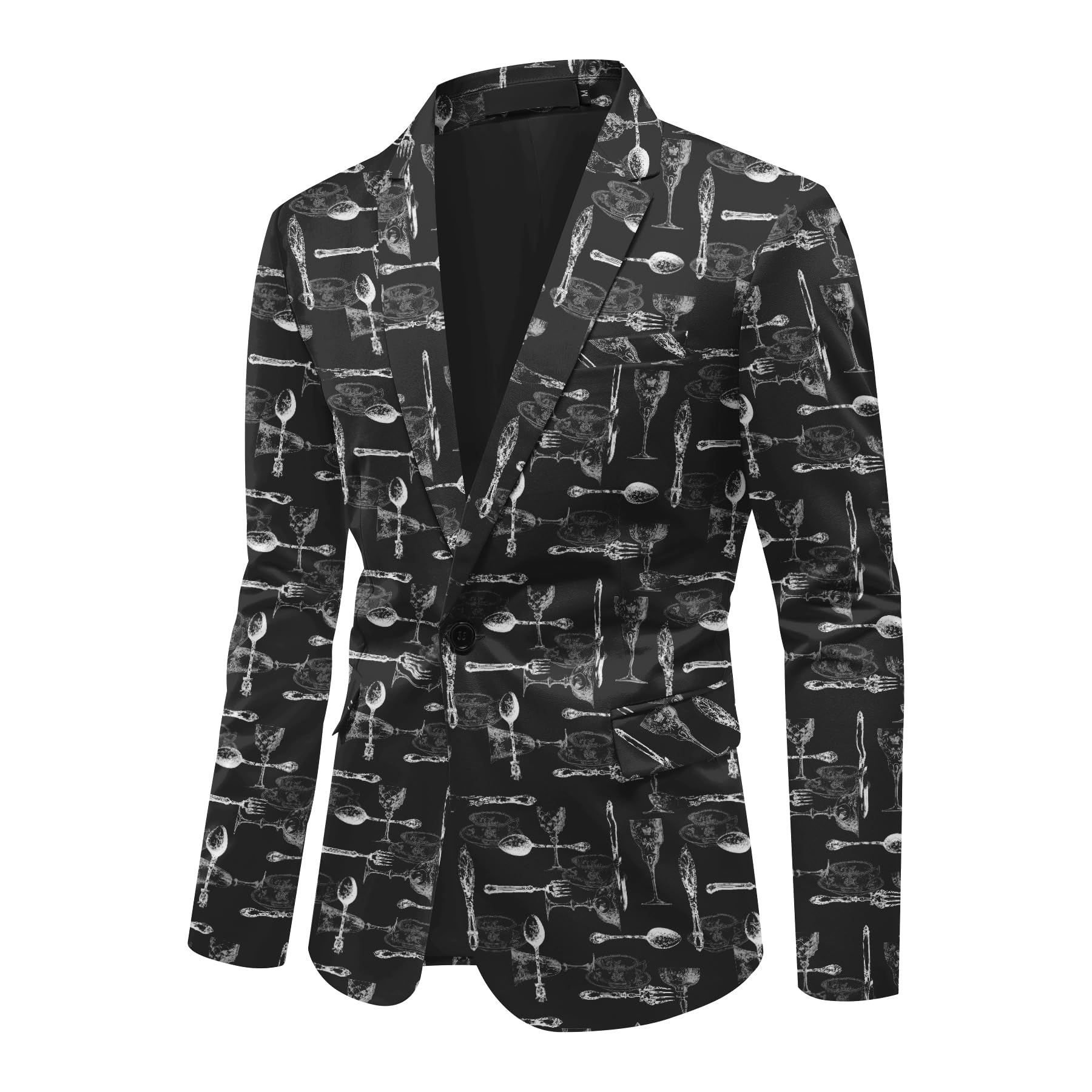 Avantgarde Bedruckter Blazer Herren Premium Digitaldruck Streetwear Sakko mit Reverskragen EIN-Knopf Schmaler Passform Party Blazer für Männer Frauen