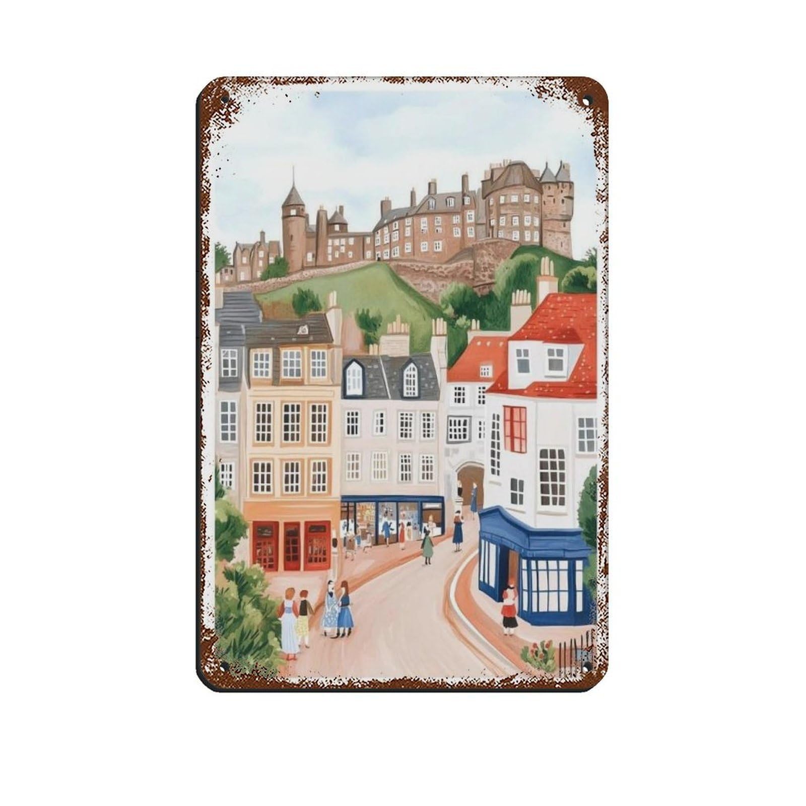 Lxwnze 20L X 30W Cm Edinburgh Poster, Edinburgh Art, Travel Poster (3) Tin Sign Vintage Metal Pub Club Cafe Bar Home Wall Art Decoration Poster Retro 8X12inch(20X30cm)