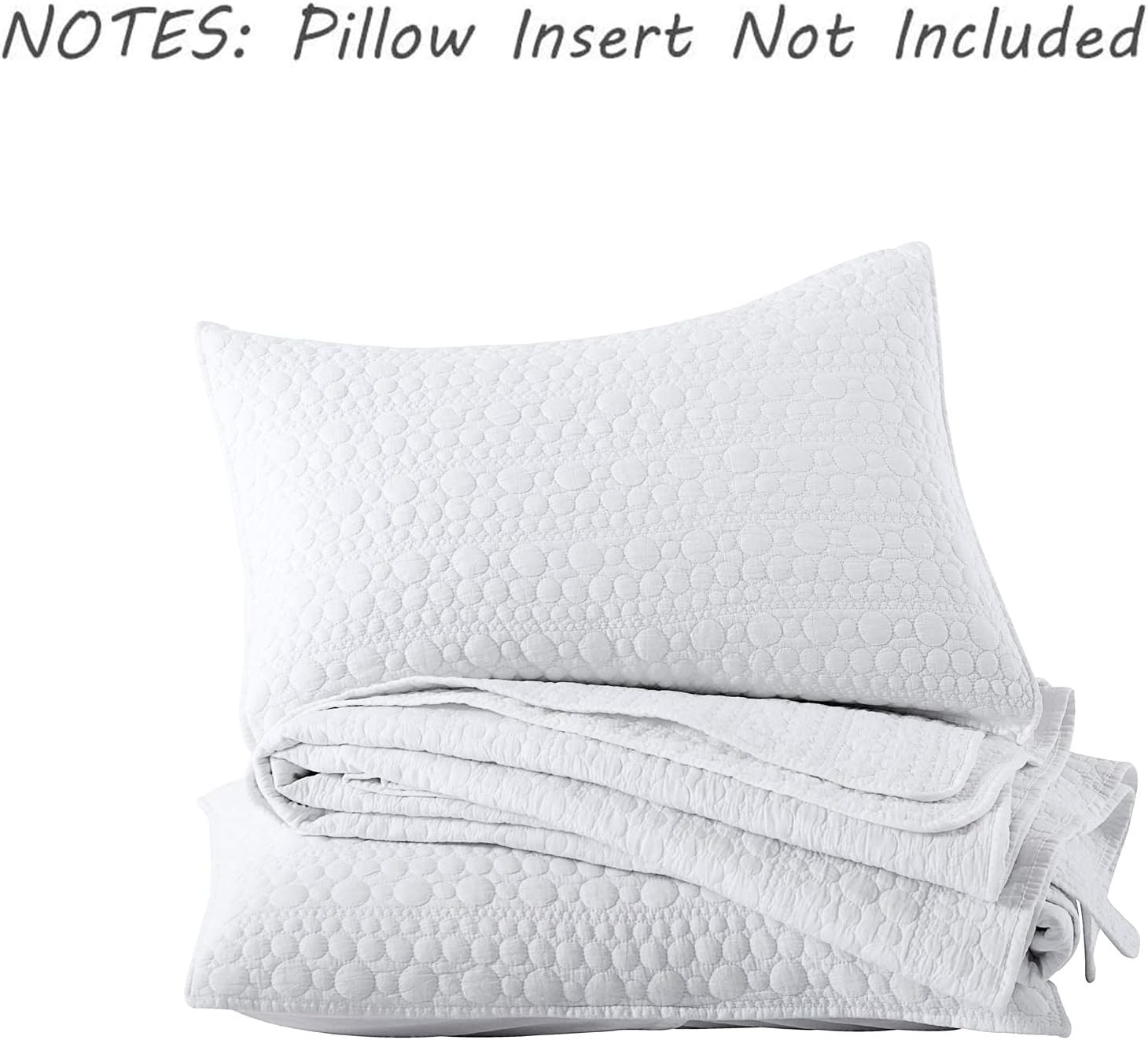 HORIMOTE HOME Quilt Set Queen Size White, Classic Geometric Spots Stitched Pattern, Stone-Washed Microfiber Chic Rustic Look, Ultra Soft Lightweight Quilted Bedspread for All Season, 3 Pieces - Image 6