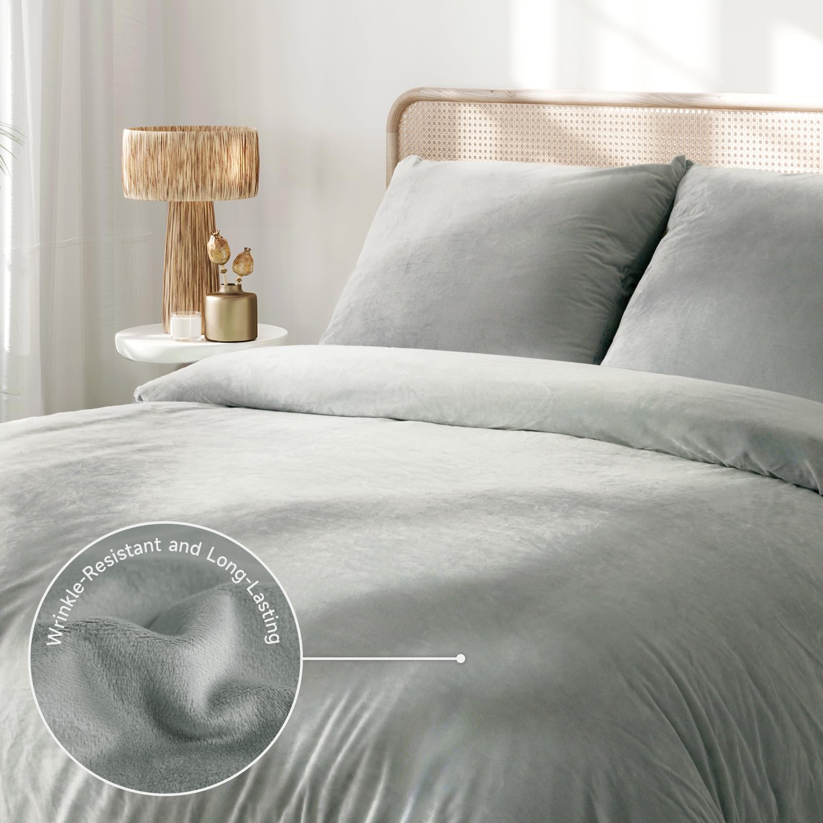 PanxHome Set Copripiumino in Velluto Cristallo 3 Pezzi per Autunno/Inverno, Caldo & Morbido, 1 Copripiumino 200x220 cm + 2 Federe 80x80 cm, Delicato sulla Pelle, Senza Pieghe, Lavabile in Lavatrice