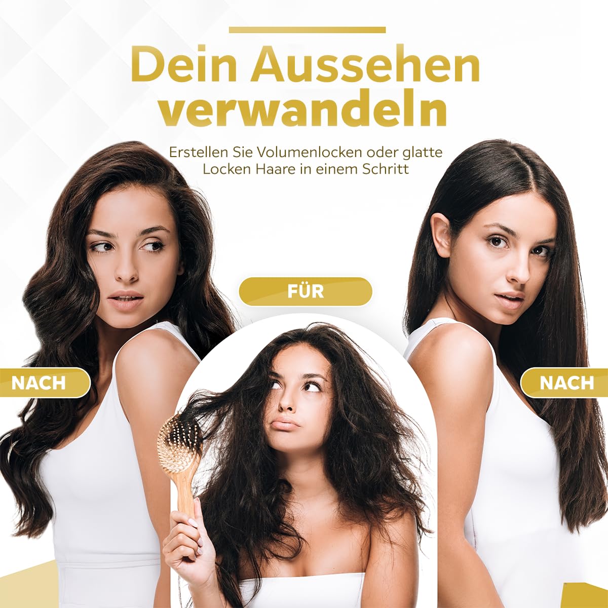 Fleau Beauty Haarbürste – PRO Edition – Multistyler – Lockenbürste – Airstyler – Stylingbürste – Hairstyler – 6 in 1 Set – Weiß