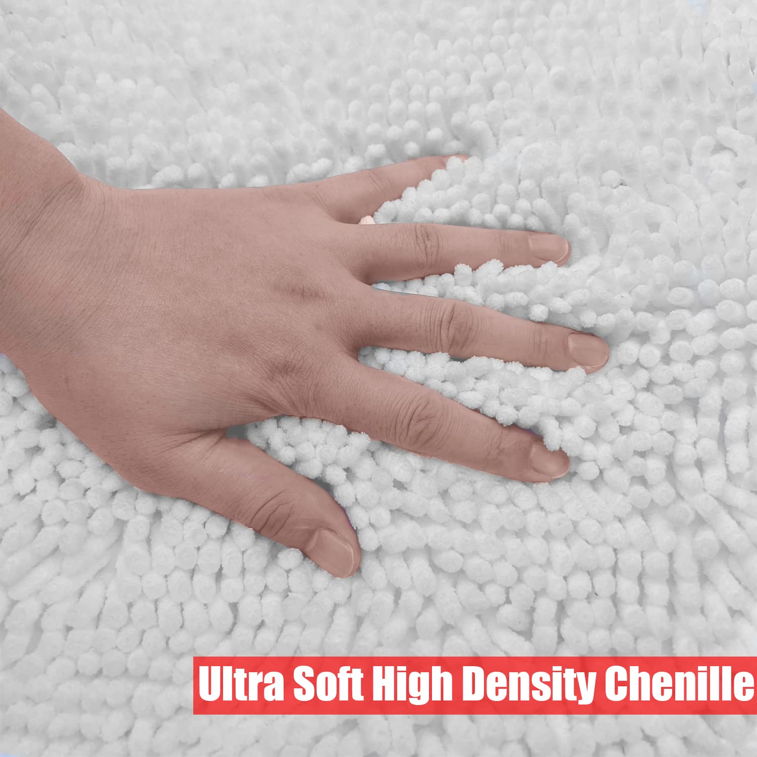 UHouseST Bath Mat Set (3pcs), Non Slip Chenille Bath Mats, Extra Soft, Water Absorbent - Image 4