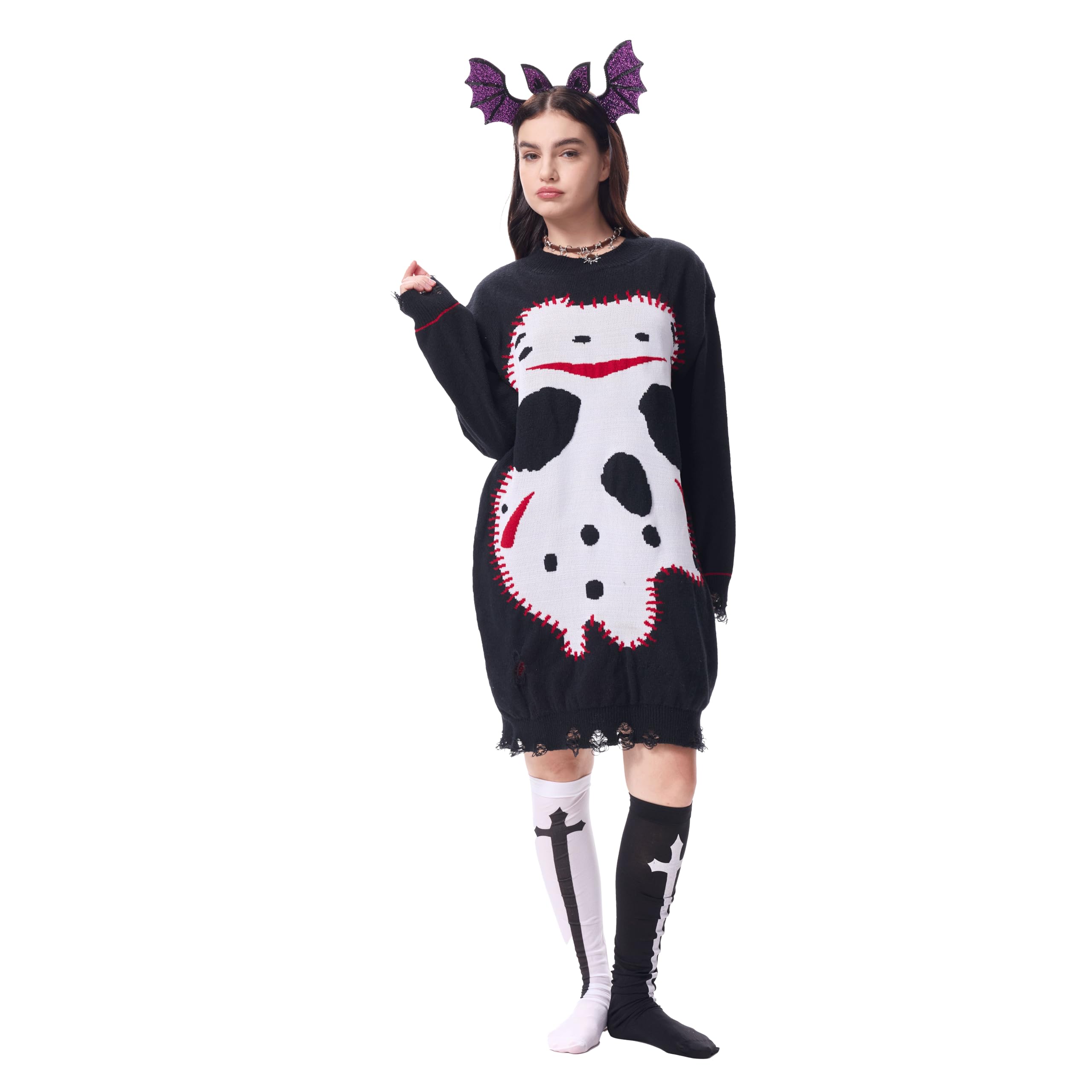 Sweater for Women Horror Movie Long Sleeve Crewneck Pullover Sweaters Halloween Womens Sweatshirts with Sock