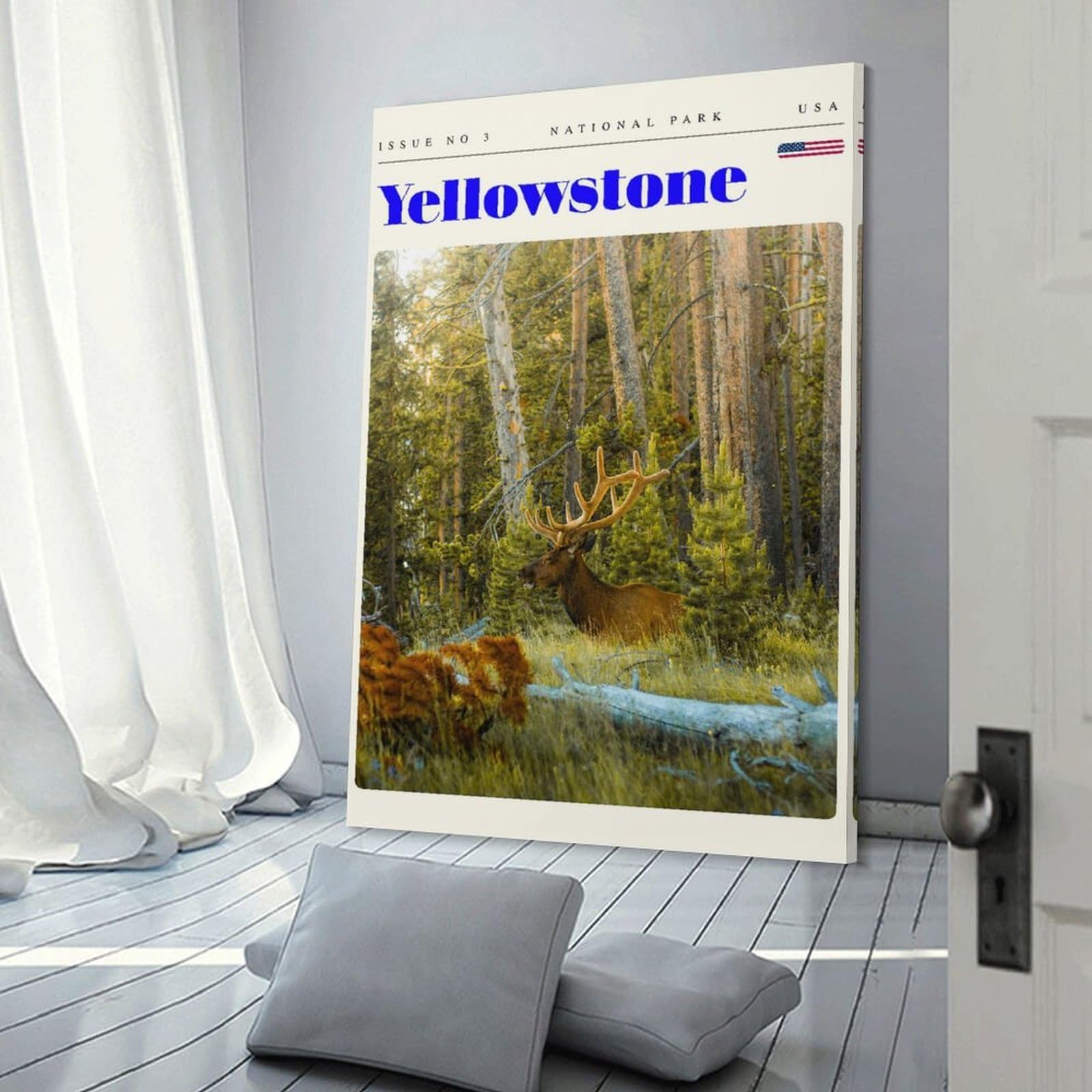Junmoney Wall Picture Print Yellowstone National Park Travel Art, 12x18inch(30x45cm), for Workspace Walls, Study Corners Or Bedrooms, A Smart Decor Choice for Study Walls