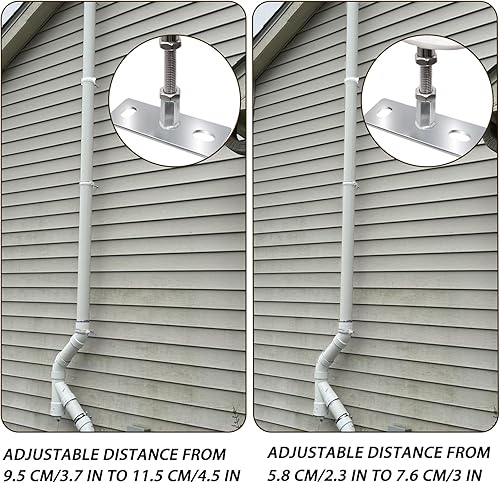 Miniatura 5 de 2 juegos de soporte de tubo ajustable de 6 pulgadas, soporte de abrazadera ajustable resistente con tornillo y tubo de expansión, soporte de pared