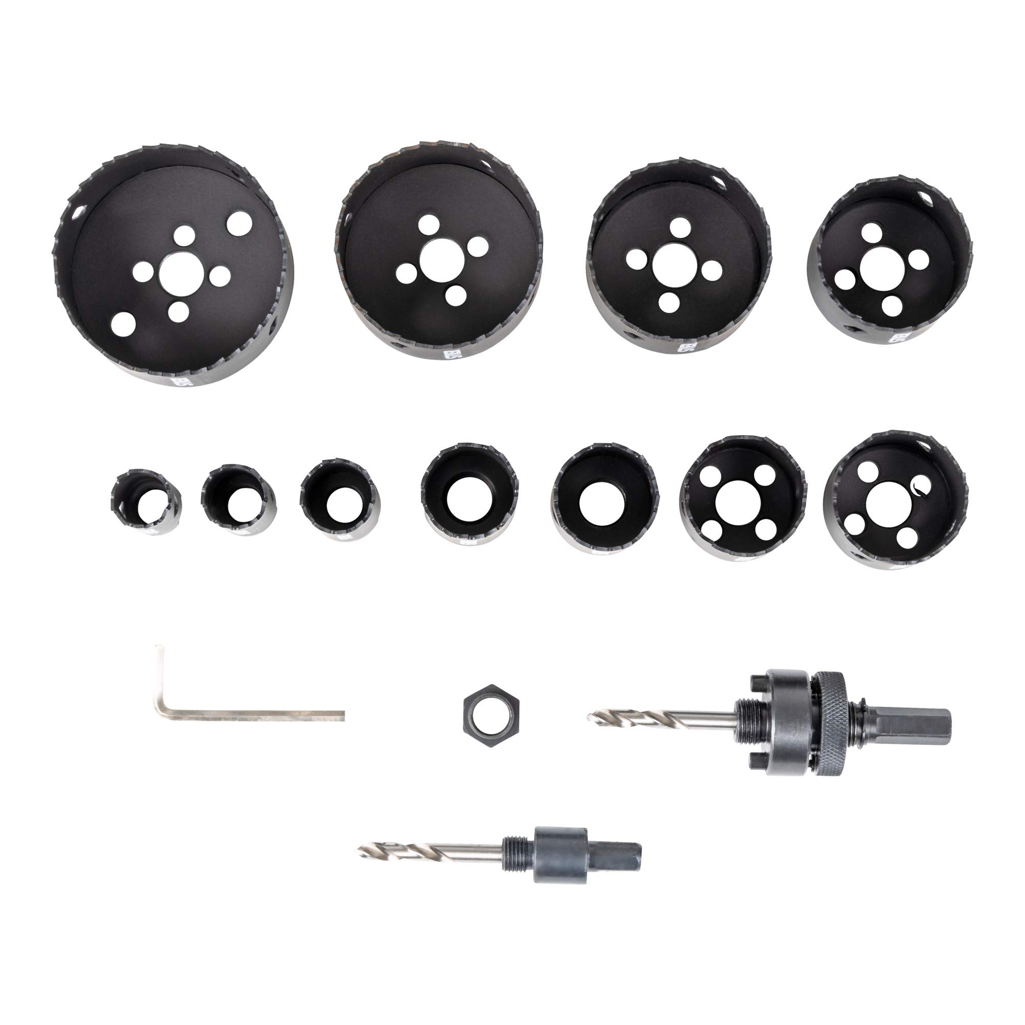 Set di seghe da traforo STIER HSS-Co8 bimetallo, 17 pezzi (20, 22, 25, 32, 35, 40, 44, 51, 60, 68, 76 mm), set di seghe da traforo, set di seghe circolari a tazza