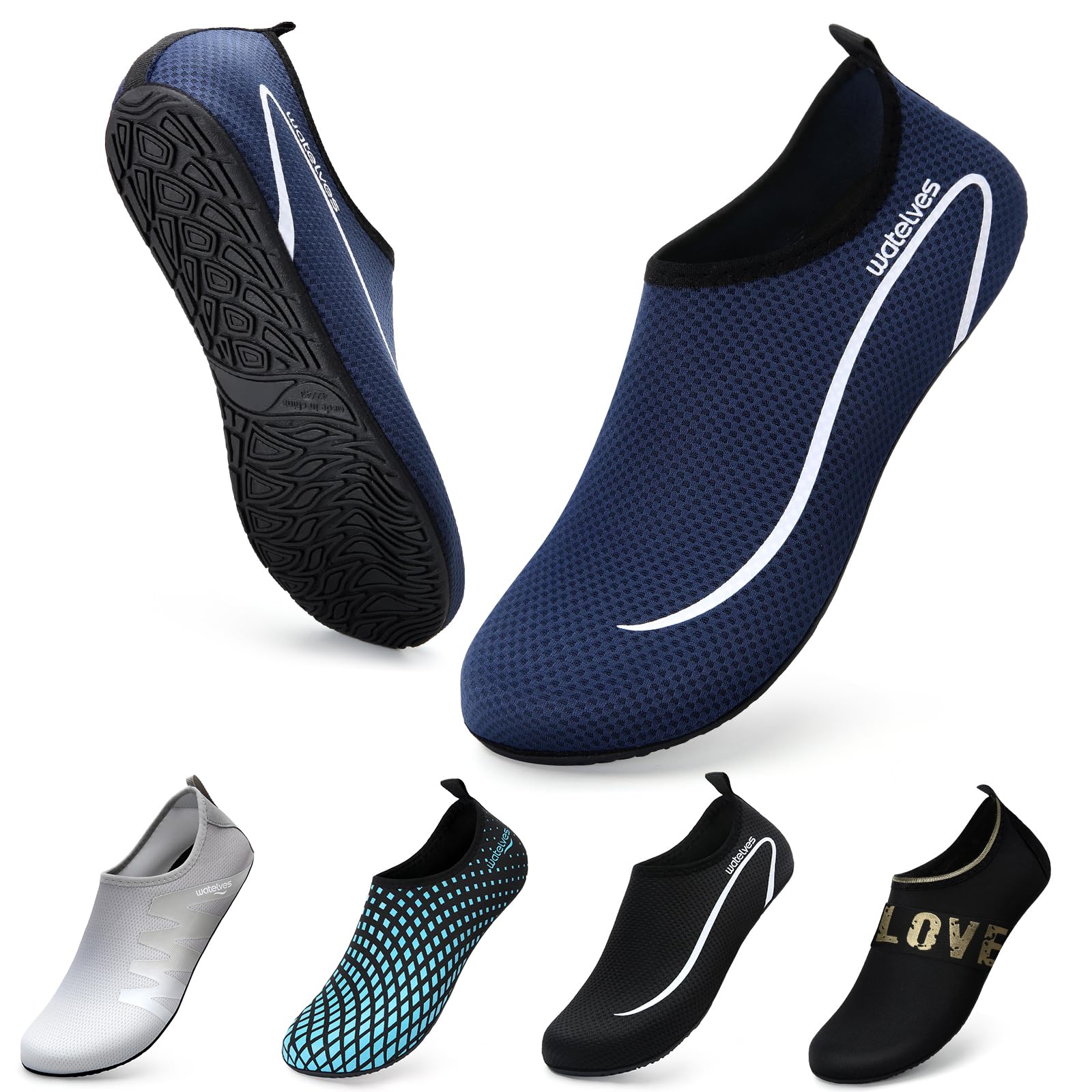 WateLves Scarpe da Scoglio Scarpette Donna Uomo Asciugatura Rapida Super Leggere Antiscivolo per Spiaggia e Snorkeling Unisex