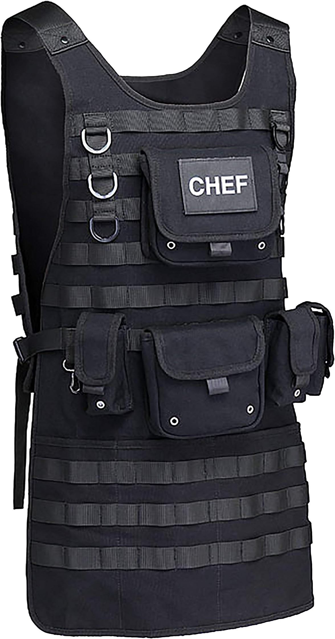 ThinkGeek Tactical Molle Apron - 2 Large Pouches and 3 Smaller Pouches, Front and Back Removable Patch with Adjustable Side Strap for the Perfect Fit