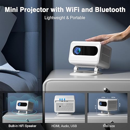 Miniatura 7 de AuKing Proyector, proyector actualizado 2025 con WiFi y Bluetooth,  50 Keystone vertical, proyector de película FHD 1080P compatible con