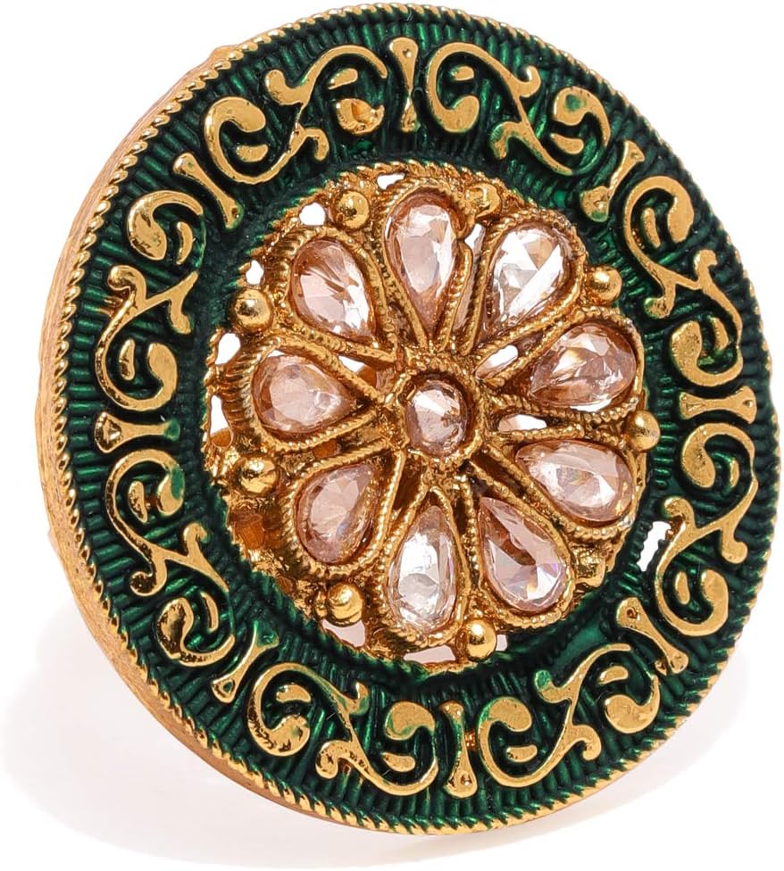 ZAVERI PEARLSGreen Non Precious Metal Ring for Women (ZPFK9118)
