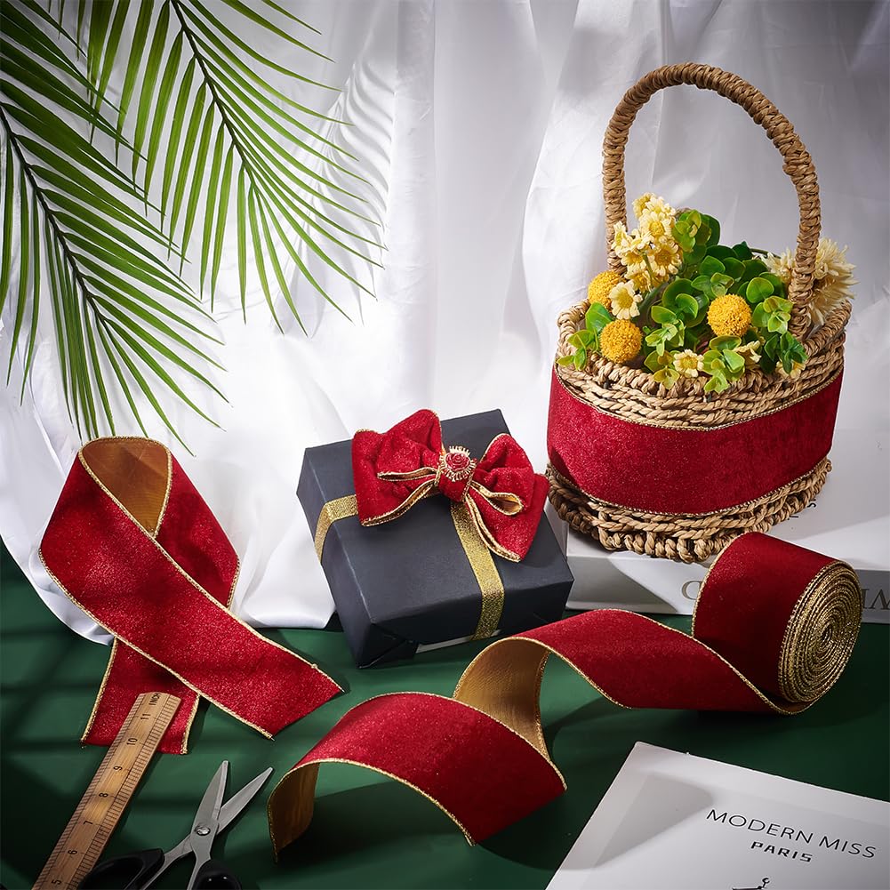 PH PandaHall Rotes Samtband 38mm X 10 Yards - Vintage Band Für Geschenke & DIY