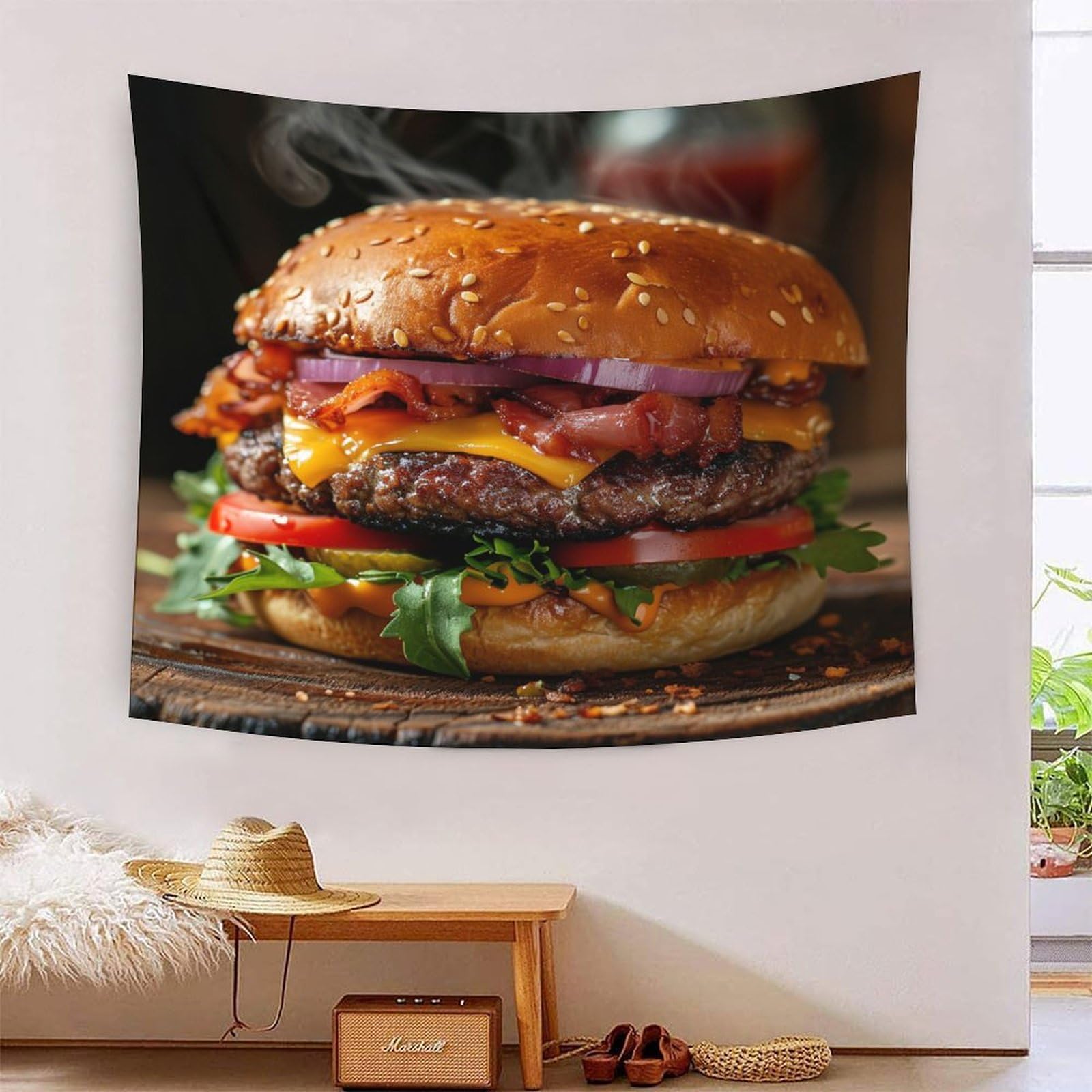 Couverture murale 3D Hamburger pour masquer un mur nu et décorer un salon - 7