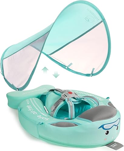 HECCEI - Flotador en forma de aeroplano número 07 Mambobaby para bebé con toldo para el sol, añadir cola, color rosa