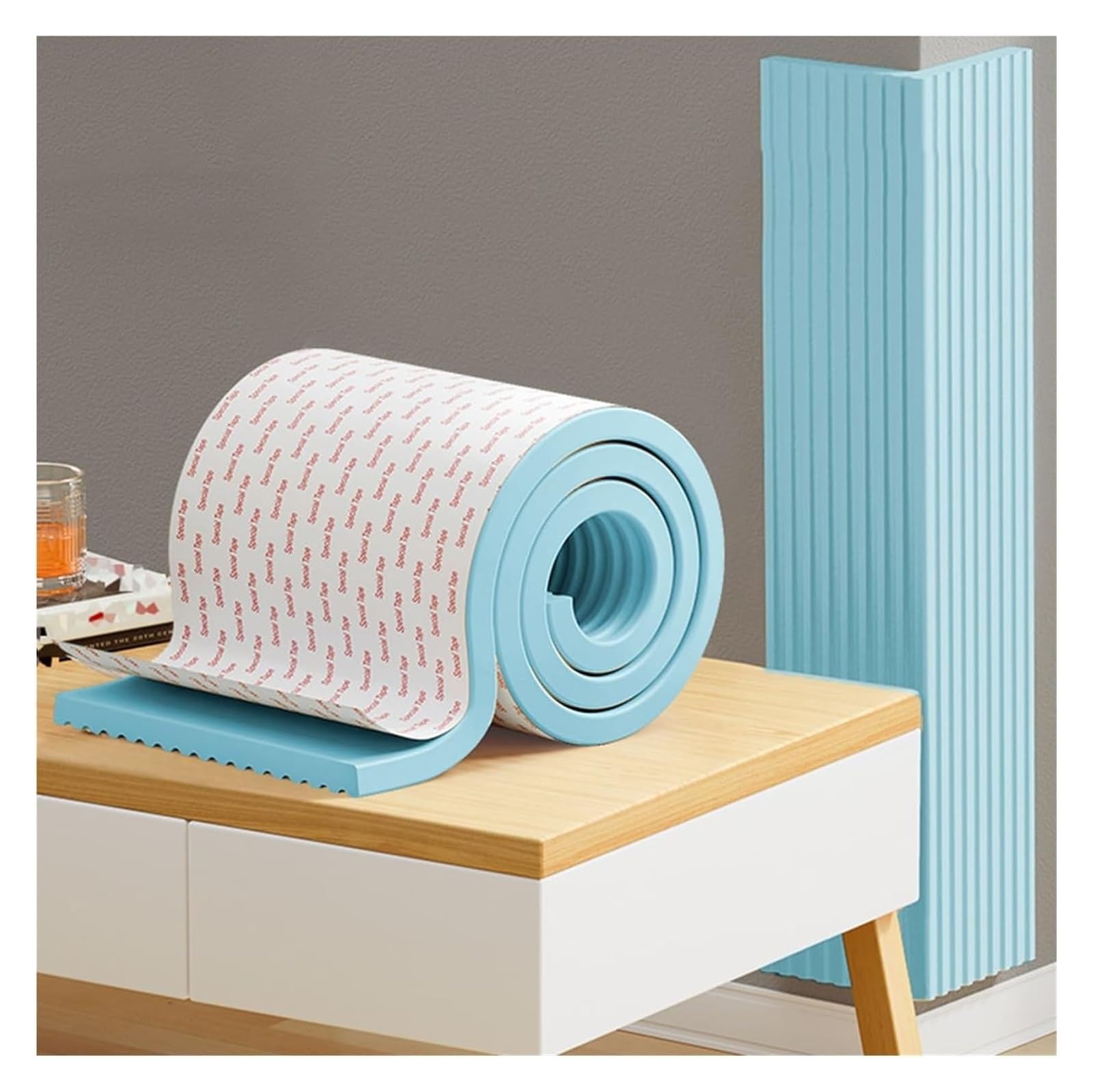 Protector de Esquinas para Bebé Tiras De Seguridad De Espuma, Esteras De Esponja De Bolsa Suave Anticolisión De 20 Cm De Ancho, Etiqueta Autoadhesiva De Pared De Espacio De Estacionamiento De 1 Cm De