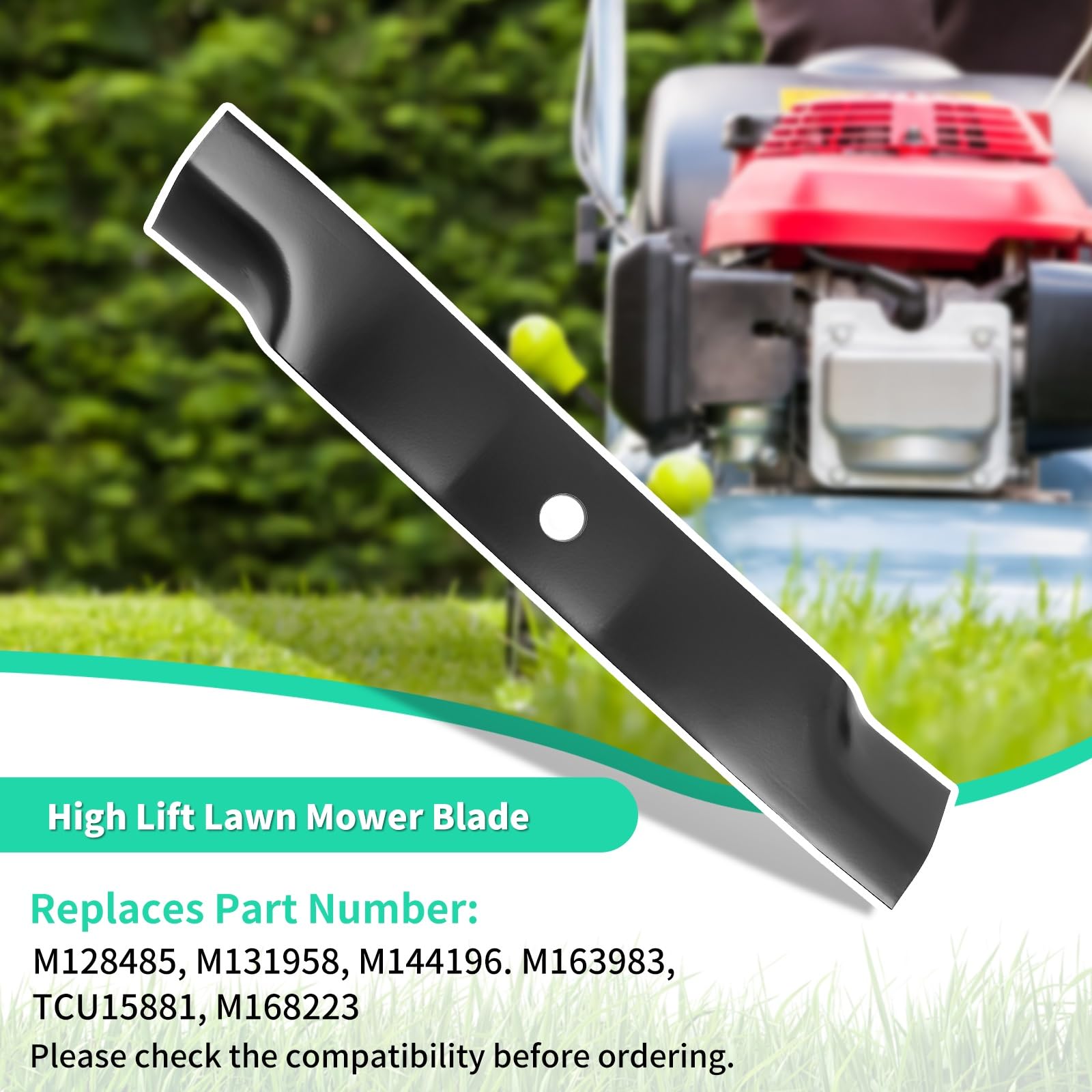 Cuchillas de alta elevación M128485 para cubierta de 60 pulgadas, cuchillas de cortacésped TCU15881 compatibles con cortacésped John Deere 737 757 797 997, sustituye a M131958 M144196