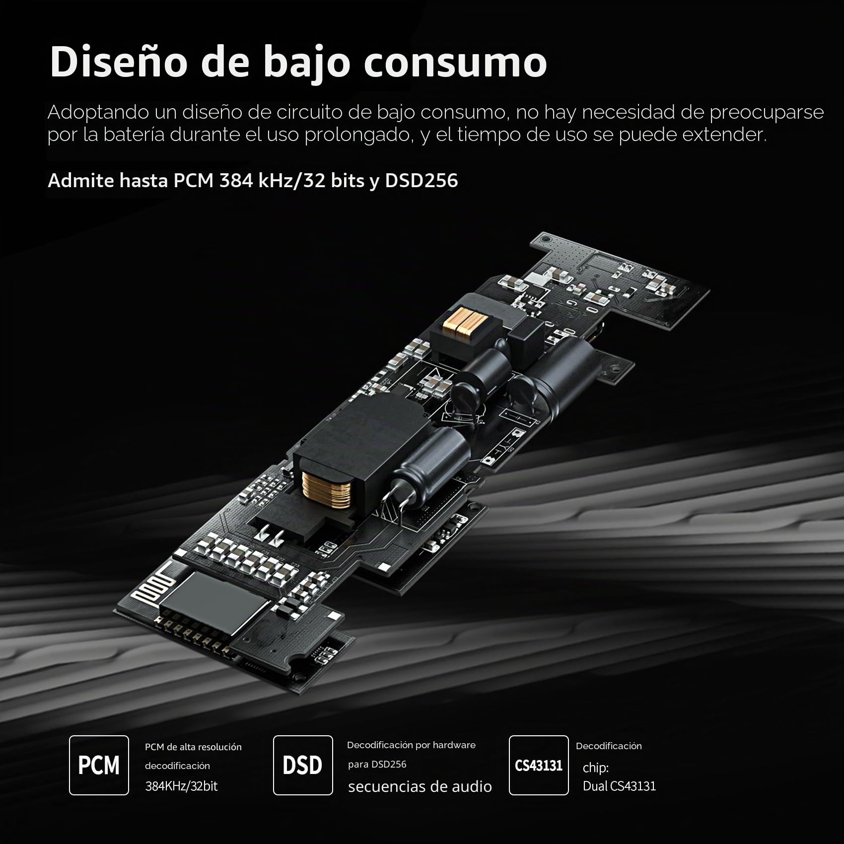 Yinyoo TRI TK1 Amplificador de Auriculares DAC Portátil con Chips Dual CS43131 de 32Bits/384kHz DSD256 Dongle DAC para Audio Hi-Fi con Cable Adaptador USB-C a USB-C para Conector de Auriculares de