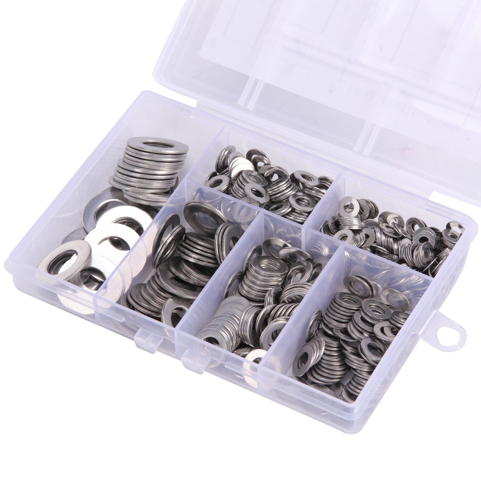 660pcs 304 Stainless Steel Flat Washer Kit Bolt Fastener Assortment Kit M3 M4 M5 M6 M8 M10 (Boxed) 6 Sizes