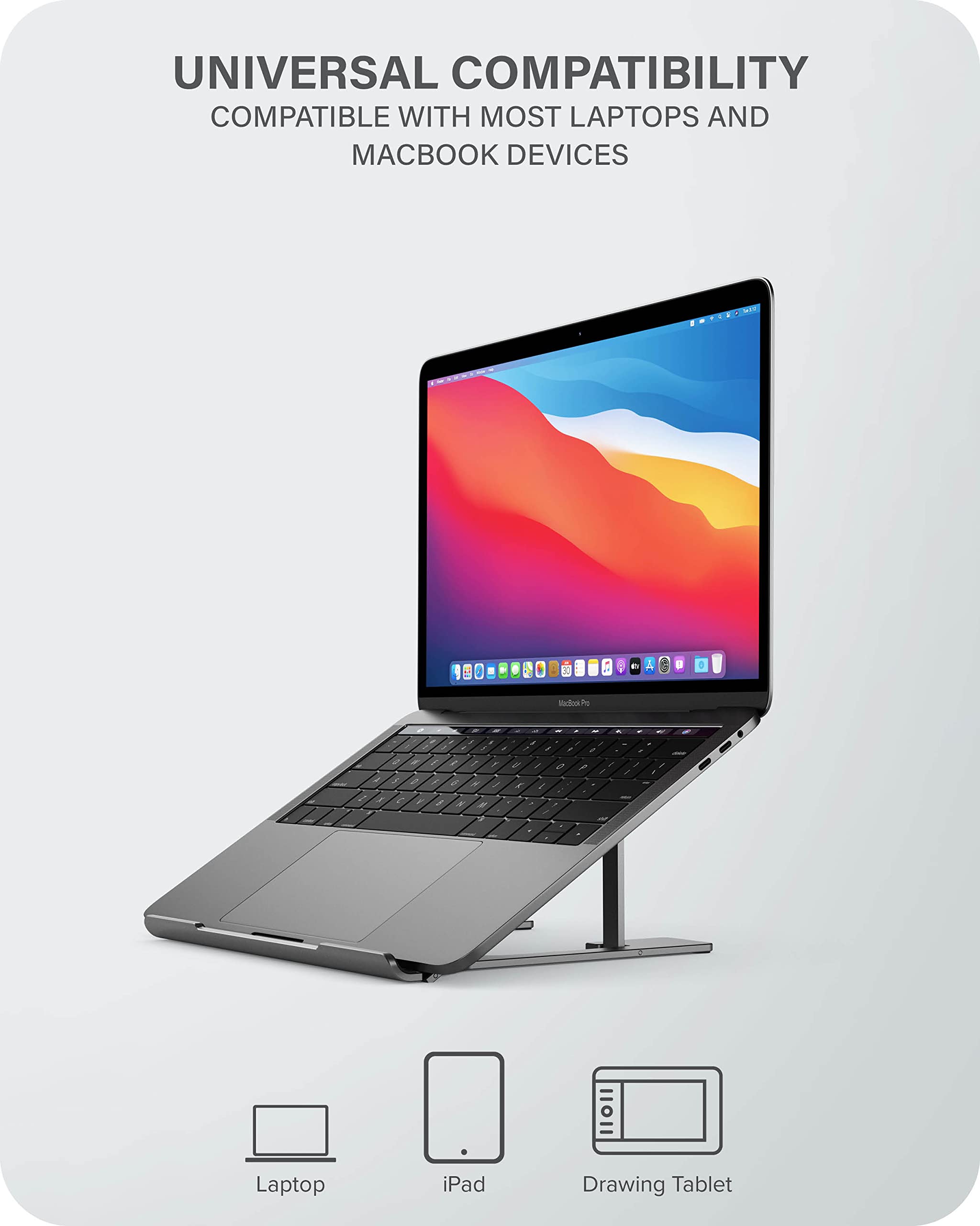 Riser per laptop portatile e regolabile ALOGIC Metro,costruito con lega di alluminio e impugnatura in silicone,sei angoli regolabili,si adatta agli ultimi MacBook, Surface e altri dispositivi laptop