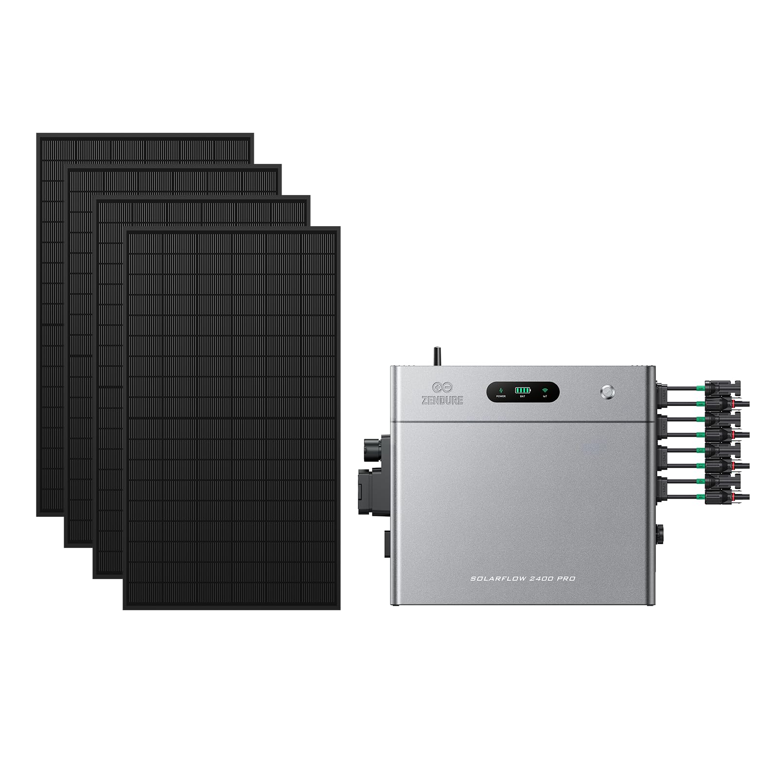 Zendure SolarFlow 2400 Pro Batterie Solaire 2.4kWh et 4×450W | 2400W AC Bidirectionnel, Entrée PV 4800W (3000W DC+1800W AC), Extensible 16.8kWh, Plug & Play, IP65