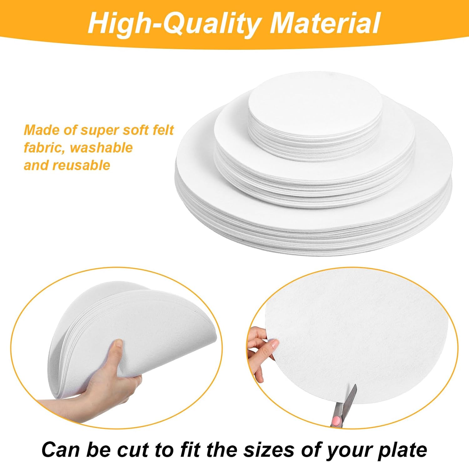 144 Pcs Plate China Storage Dividers Plate Separators Storage Thick Felt Dish Protectors Round Pads for Stacking Protecting Porcelain Cookware White