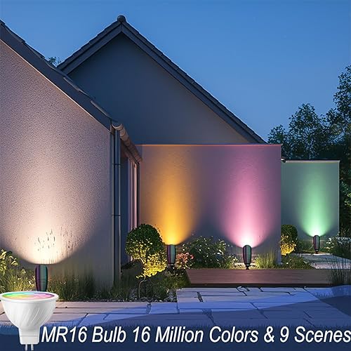Miniatura 4 de Iluminación de Paisaje RGB con Control Remoto que Cambia de Color, Focos de Bajo Voltaje, Luces Ascendentes Impermeables IP65 para Patio, Accesorios
