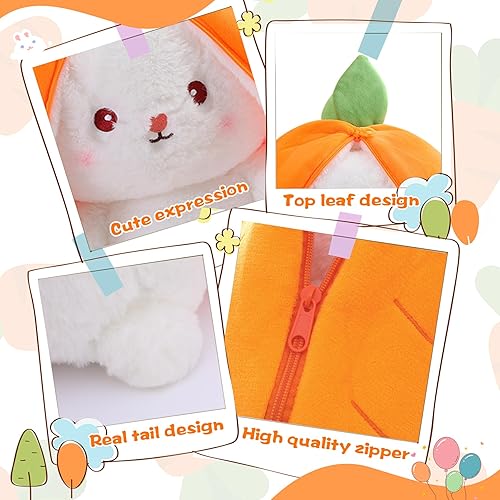 Miniatura 5 de MIAODAM Peluche de conejo de Pascua, Kawaii Squishy lindo conejo de Pascua que se convierte en conejo, muñeca de fruta de zanahoria, almohada de