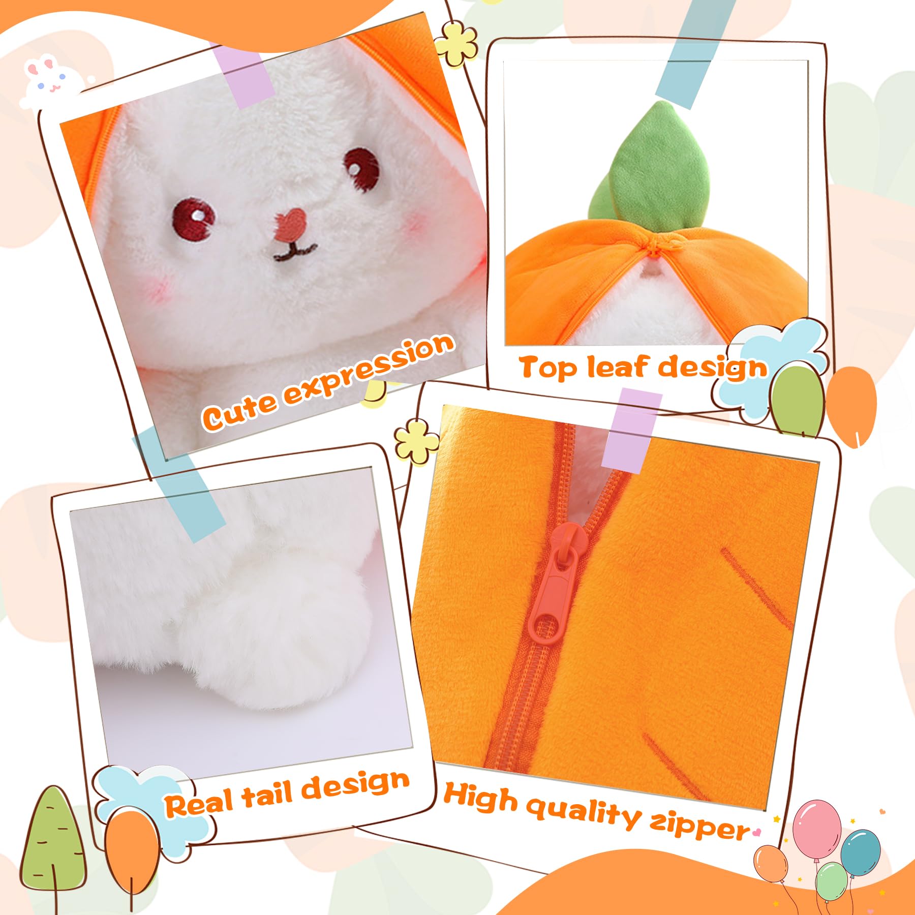 WOKICOR Peluche Conejo De Pascua Con Zanahoria – Juego De Escondite, Suave Y De 18 Cm Para Niños Y Decoración