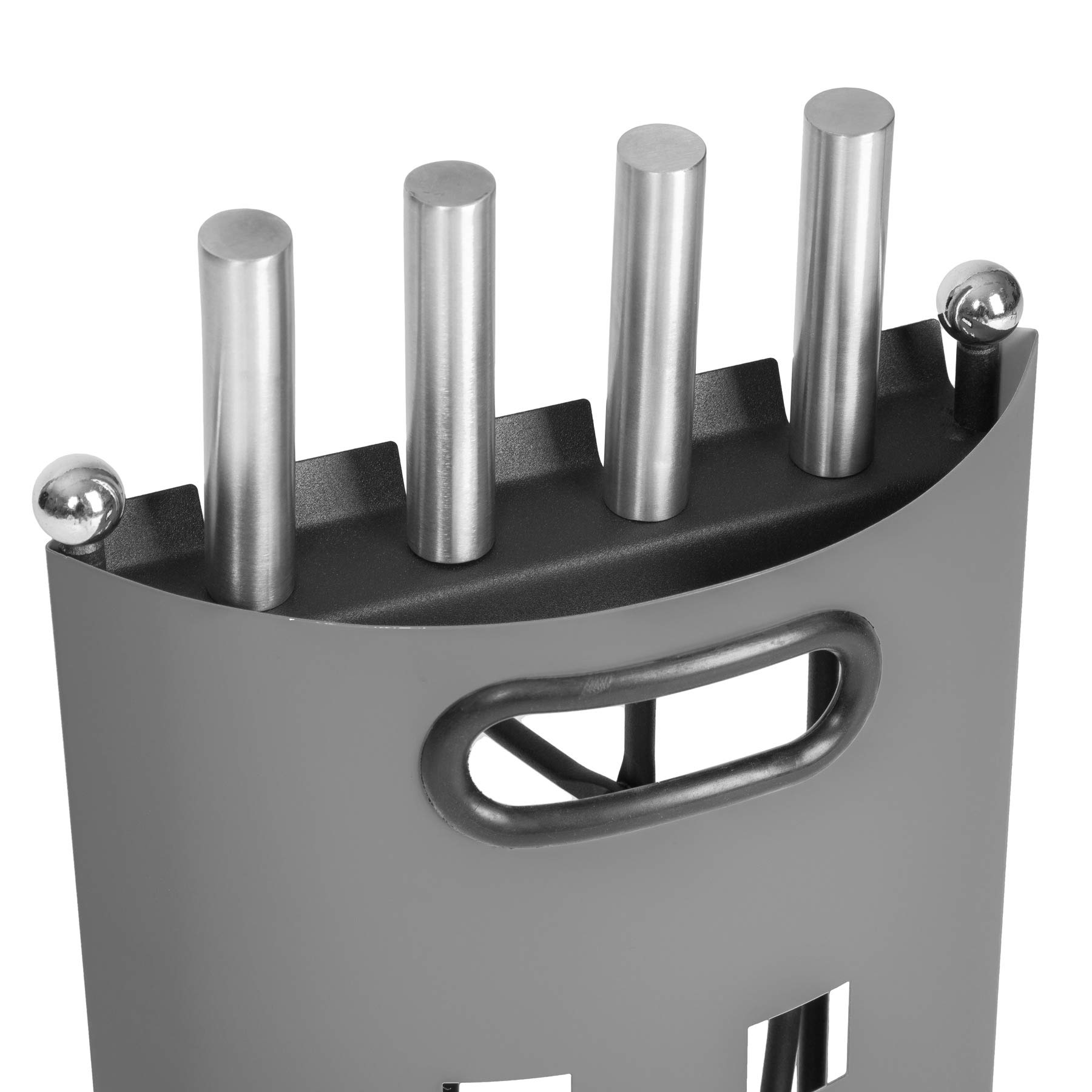 tectake® Attrezzi camino, Accessori casa e caminetto, Set 5 pz porta attrezzi, Paletta, Scopetta, Pinza, Trespolo, Attizzatoio, Impugnatura acciaio, Ideale Camino a legna, Stufa - Grigio