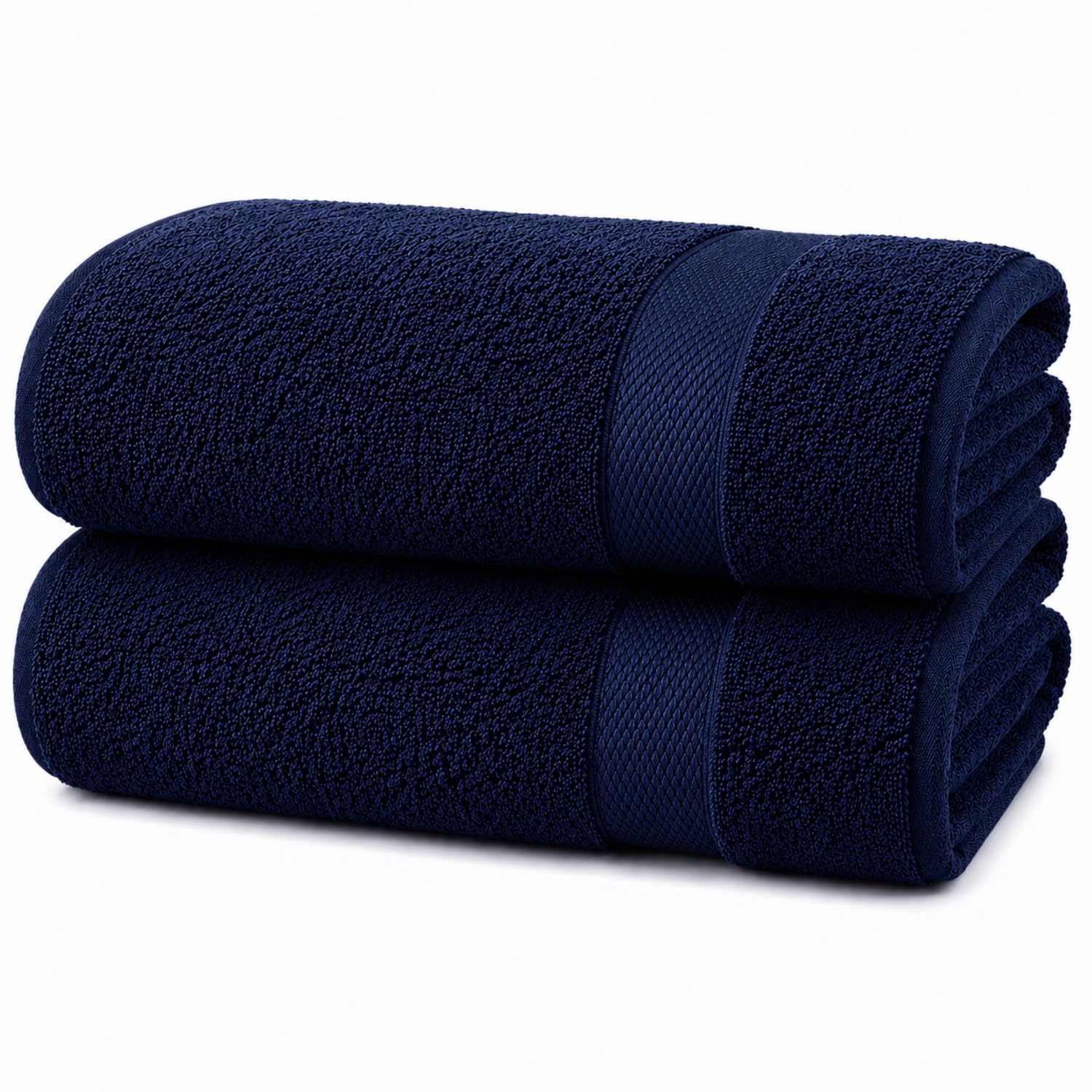 Opulent Dreams 100% Egyptian Cotton Towel Sets – Soft, Absorbent, Quick-Dry – Includes Bath Sheets, Bath Towels, Hand Towels, Flannels – Luxuriously Easy to Wash (Navy, Bath Sheet (Pack of 2))