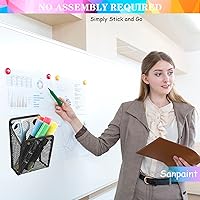 Vista 7 de Portalápices magnético, cesta de malla de acero inoxidable para bolígrafos, organizador de almacenamiento de utensilios de escritura de metal