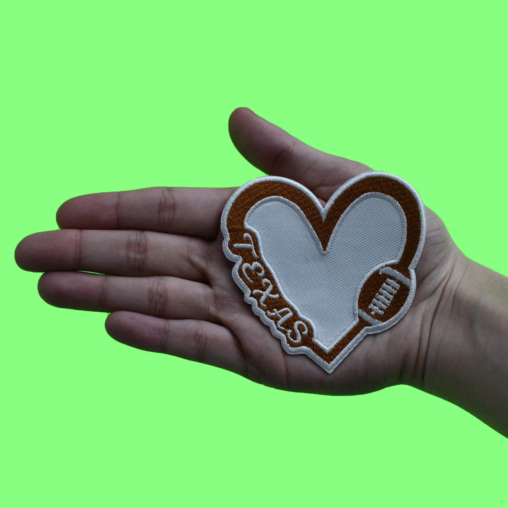 Texas College Football Heart Patch Austin Pride University Embroidered Iron On