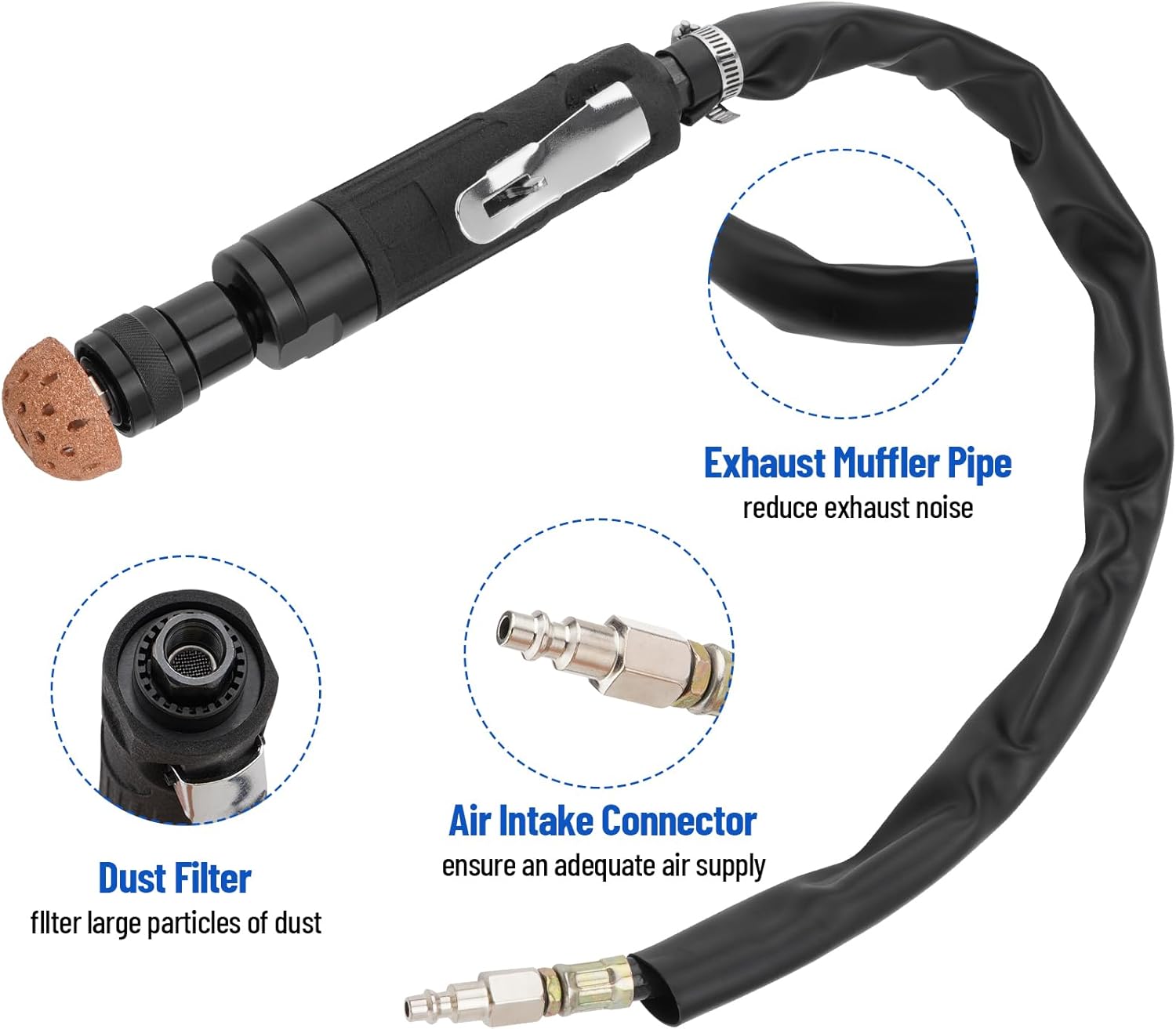 Air Tire Repair Polish Patch Tools, Include 2500rpm Low Speed Air Tire Buffer Tire Inner Liner Scrapper Patch Roller Tungsten Steel Buffing Wheel