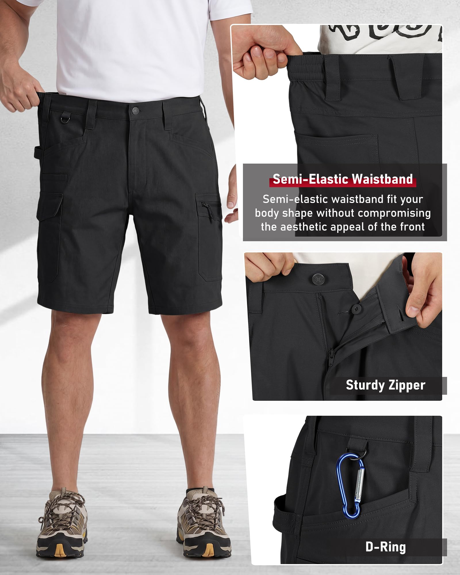 IGOLUMON Pantalones Cortos Hombre Bermudas Cargo Pantalones Cortos Trabajo con Cintura Elástica Multibolsillo Verano Exteriores Informal Transpirable