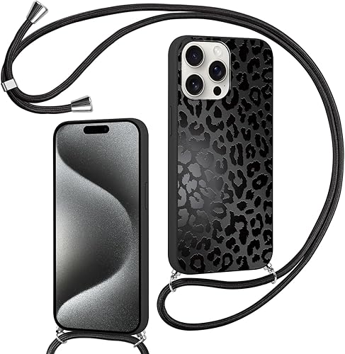 Foonary Coque pour iPhone 13 Mini avec Cordon de Collier, Étui Aesthetic Léopard