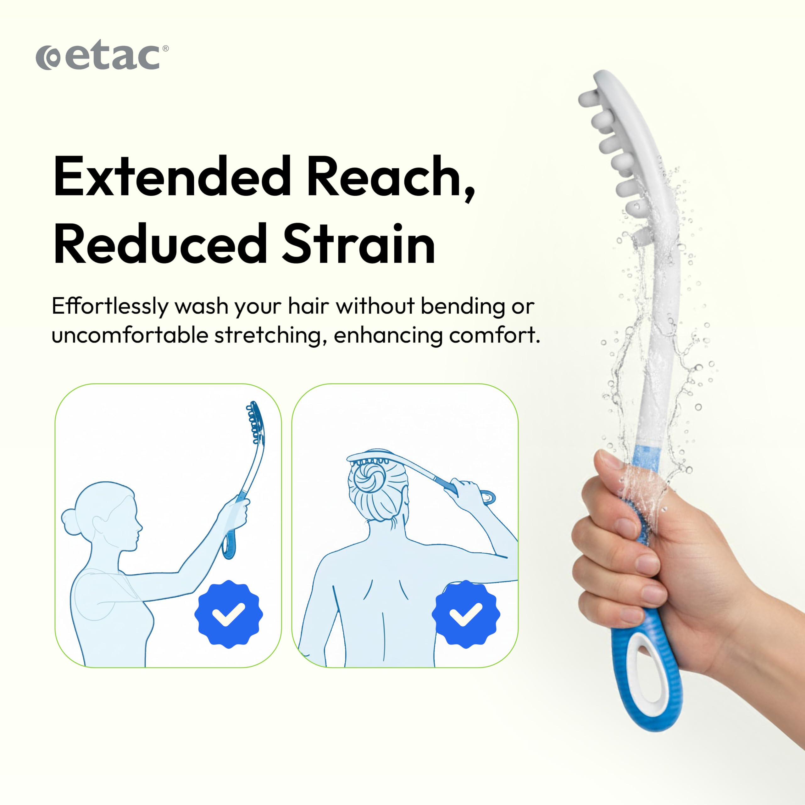 Etac Long Handled Beauty Hair Washer (Eligible for VAT relief in the UK), Bathing Aid, For Elderly/Injured/Handicapped, Provides Bathroom Assistance