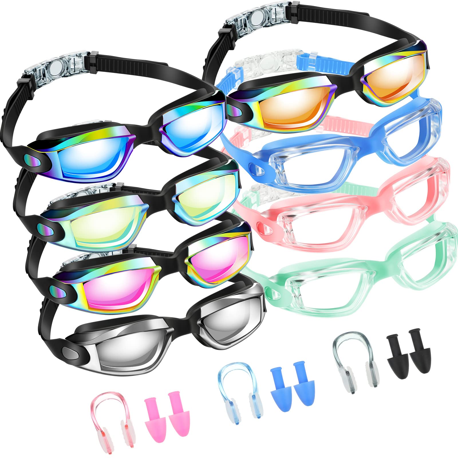 Konohan 8 Pack Kids Goggles Swim Goggles for Adult Kids Swimming Glasses Anti Fog Silicone No Leak Pool Glasses