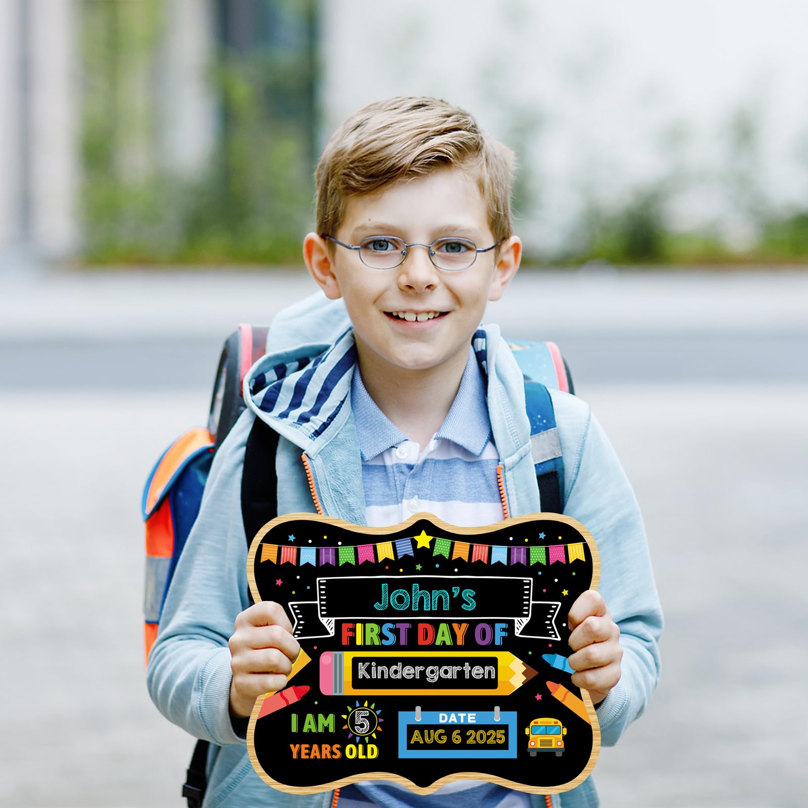 JUESMOS First & Last Day of School Chalkboard Sign 9.4"x11.8" Back to School Board Sign for Kids Reusable Board Signs for 1st Day of Kindergarten Preschool Gifts for Kids Children Photo Props Signs