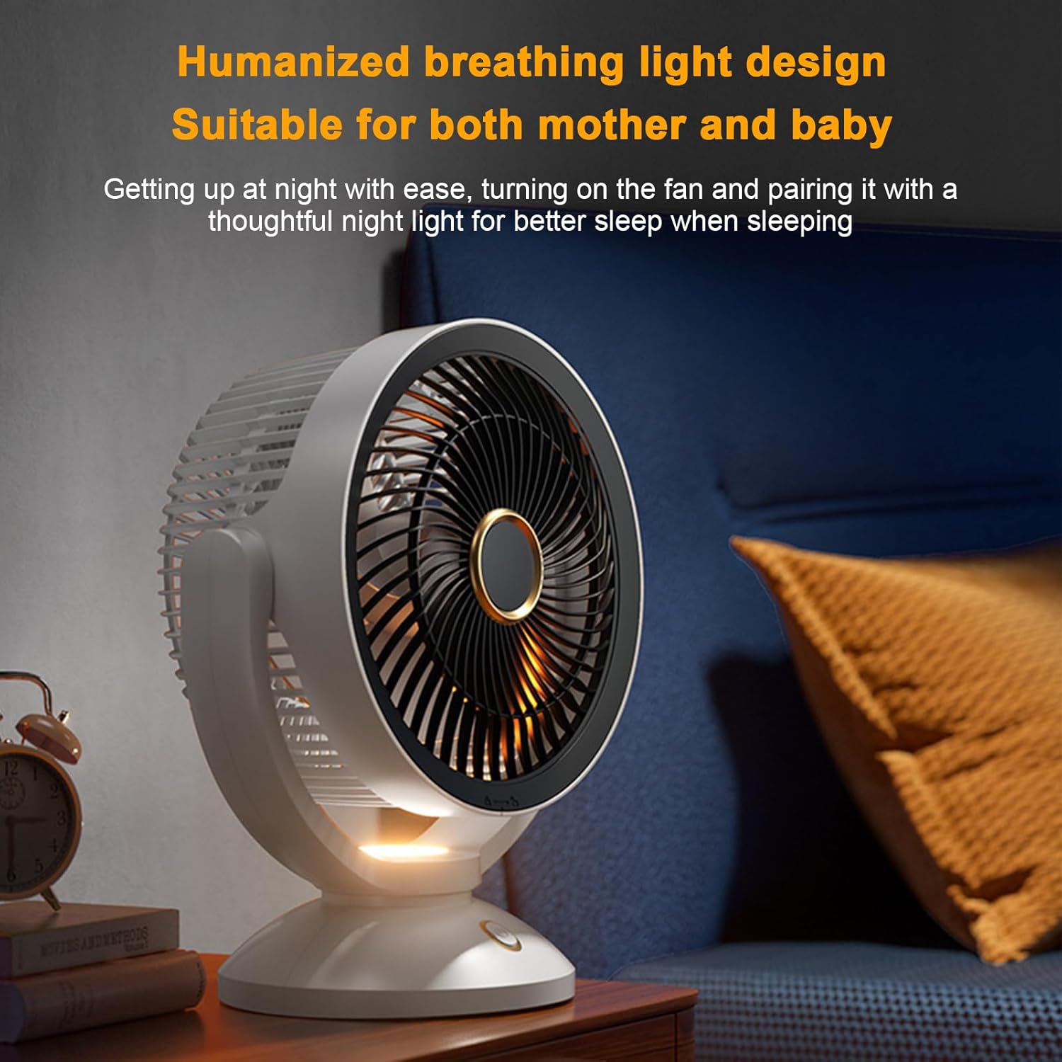 ZJchao Table Fan, Battery Powered Fan Control with Adjustable Speed and Charging for Home Office, Bedroom, Dorm, Indoor/Outdoor Use