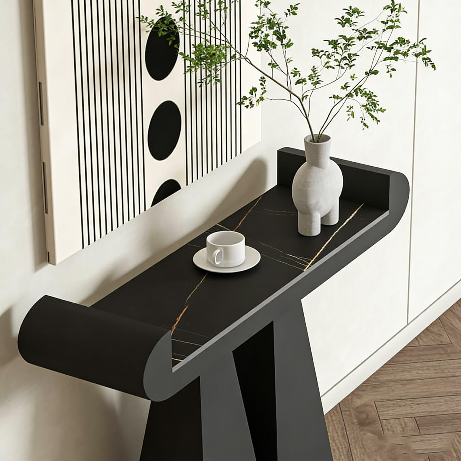 Tavolo consolle moderno – Tavolo da ingresso in lastra di roccia per soggiorno corridoio – design stretto e lungo